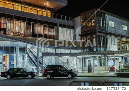 Sobudai-mae Station (North Exit) at night - Station building and taxi stand Sobudai-mae Station (North Exit) at night - Station building and taxi stand 127538470