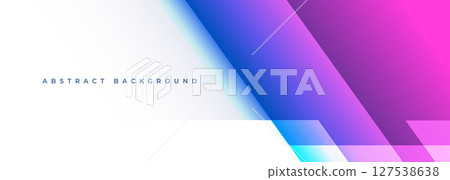 White modern abstract wide banner with geometric shapes. Blue, pink and white abstract background. 127538638