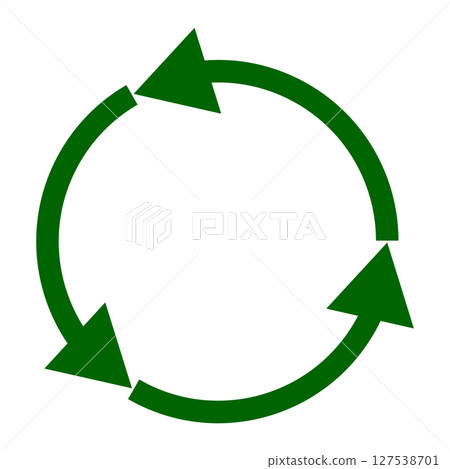 Green three-section circular refresh arrow icon 127538701