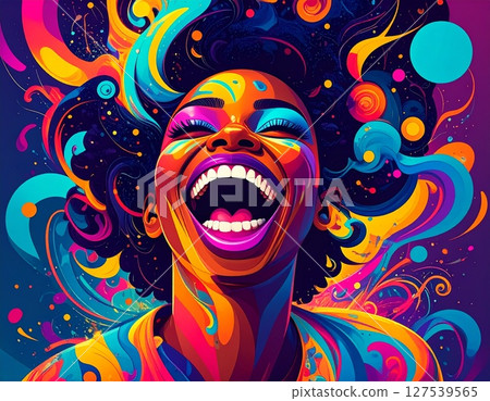 女人大笑出來插圖 127539565