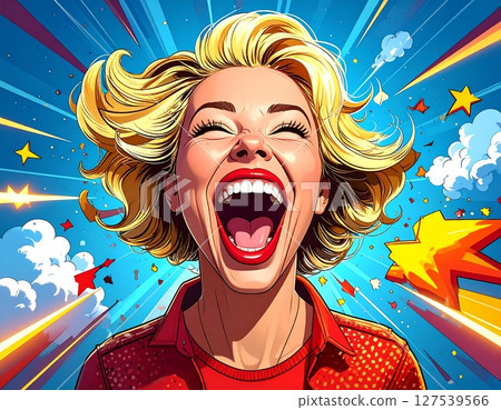 女人大笑出來插圖 127539566
