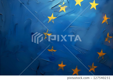 A blue background covered with yellow stars is the essence of the design 127540231