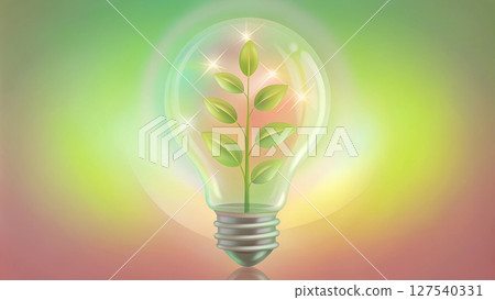 EcoFriendly Light Bulb with a Plant Design promoting sustainability and ecoconsciousness 127540331
