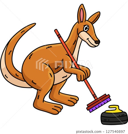 Curling Kangaroo Cartoon Colored Clipart  127540897