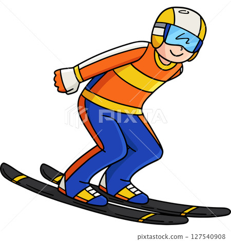 Male Ski Jumper Sliding Down the Ramp Clipart Male Ski Jumper Sliding Down the Ramp Clipart 127540908