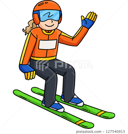 Ski Jumping Female Ski Jumper Top Curve Clipart  127540913
