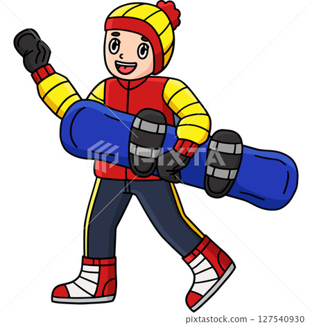 Snowboarding Boy Carrying Snowboard Clipart Snowboarding Boy Carrying Snowboard Clipart 127540930