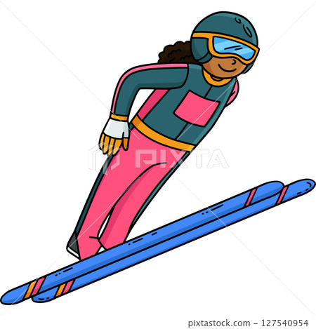 Female Ski Jumper Windisch Technique Clipart  127540954