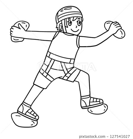 Bouldering Boy Wall Climbing Isolated Coloring Bouldering Boy Wall Climbing Isolated Coloring 127541027