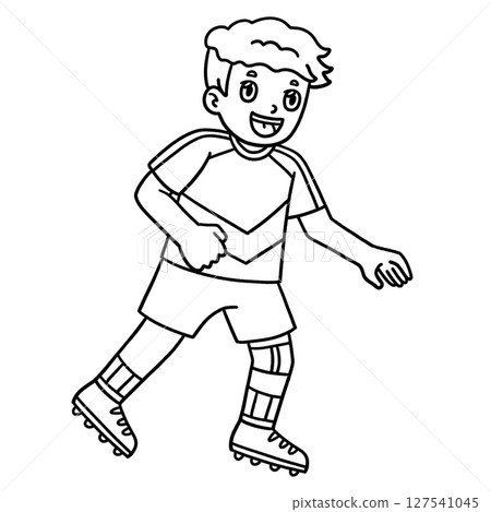 School Yard Boy Playing Soccer Isolated School Yard Boy Playing Soccer Isolated 127541045
