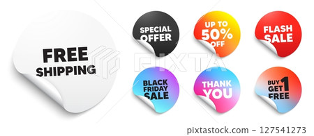 Free shipping sticker tag. Special offer paper price tags. Free shipping tag. Delivery included sign. Special offer symbol. Discount, black friday sticker. Promo banner. Vector Free shipping sticker tag. Special offer paper price tags. Free shipping tag. Delivery included sign. Special offer symbol. Discount, black friday sticker. Promo banner. Vector 127541273