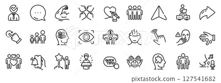 Quick tips, Vacancy and Rotation gesture line icons pack. Share, Message, Paper plane icons. Squad, Cursor, Work home web icon. Anxiety, Sharing economy, Friendship pictogram. Vector Quick tips, Vacancy and Rotation gesture line icons pack. Share, Message, Paper plane icons. Squad, Cursor, Work home web icon. Anxiety, Sharing economy, Friendship pictogram. Vector 127541682