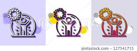 Coronavirus protection line icon. Halftone dotted pattern. Gradient icon with grain shadow. People isolation sign. Prevention rules symbol. Line coronavirus protection icon. Various designs. Vector Coronavirus protection line icon. Halftone dotted pattern. Gradient icon with grain shadow. People isolation sign. Prevention rules symbol. Line coronavirus protection icon. Various designs. Vector 127541715