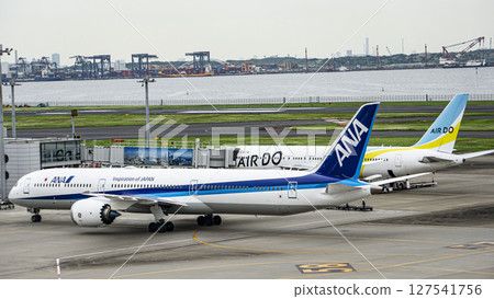 ANA 和 AIRDO 飛機停在羽田機場 127541756