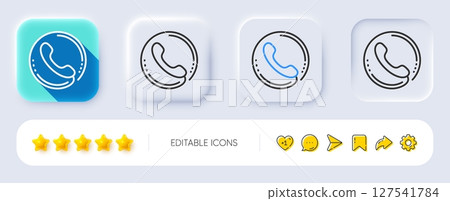 Call center service line icon. Neumorphic, Flat shadow, 3d buttons. Phone support sign. Feedback symbol. Line call center icon. Social media icons. Vector Call center service line icon. Neumorphic, Flat shadow, 3d buttons. Phone support sign. Feedback symbol. Line call center icon. Social media icons. Vector 127541784