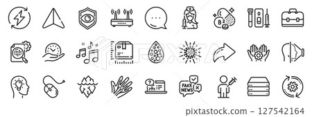 Seo stats, Computer mouse and Servers line icons pack. Share, Message, Paper plane icons. Blood and saliva test, Iceberg, Package size web icon. Coronavirus, Vaccination, Veins pictogram. Vector 127542164