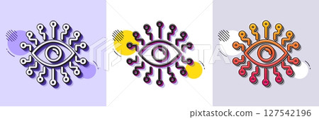Artificial intelligence line icon. Halftone dotted pattern. Gradient icon with grain shadow. All-seeing eye sign. Line artificial intelligence icon. Various designs. Vector Artificial intelligence line icon. Halftone dotted pattern. Gradient icon with grain shadow. All-seeing eye sign. Line artificial intelligence icon. Various designs. Vector 127542196