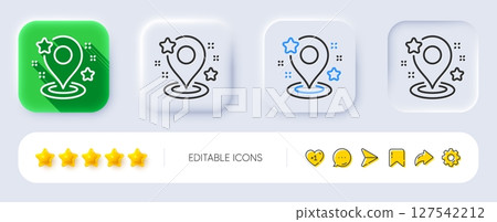 Pin line icon. Neumorphic, Flat shadow, 3d buttons. Map place marker sign. Destination pointer symbol. Line pin icon. Social media icons. Vector Pin line icon. Neumorphic, Flat shadow, 3d buttons. Map place marker sign. Destination pointer symbol. Line pin icon. Social media icons. Vector 127542212