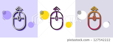 Swipe up mouse line icon. Halftone dotted pattern. Gradient icon with grain shadow. Scrolling arrow sign. Landing page scroll symbol. Line swipe up icon. Various designs. Vector Swipe up mouse line icon. Halftone dotted pattern. Gradient icon with grain shadow. Scrolling arrow sign. Landing page scroll symbol. Line swipe up icon. Various designs. Vector 127542222