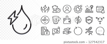 Safe energy, Headshot and Hydroelectricity line icons for web app. Glare of light effect. Message icon. Pack of Notification, Wallet, Chef pictogram icons. Vector Safe energy, Headshot and Hydroelectricity line icons for web app. Glare of light effect. Message icon. Pack of Notification, Wallet, Chef pictogram icons. Vector 127542317