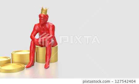 The Man siting on coins for Business concept 3d Rendering. 127542404
