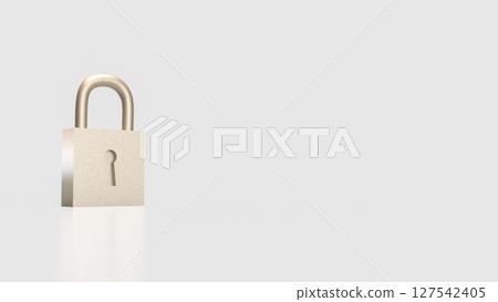 The Lock on white Background for Security concept 3d Rendering. 127542405