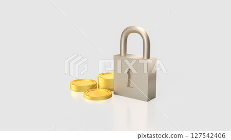 The Lock and coins for Security concept 3d... - Stock Illustration ...