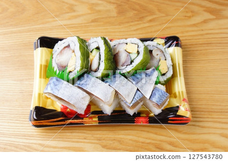 Mackerel sushi, mackerel roll sushi Mackerel sushi, mackerel roll sushi 127543780