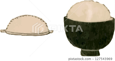 Kabuki prop material for pretending to eat rice 127543969