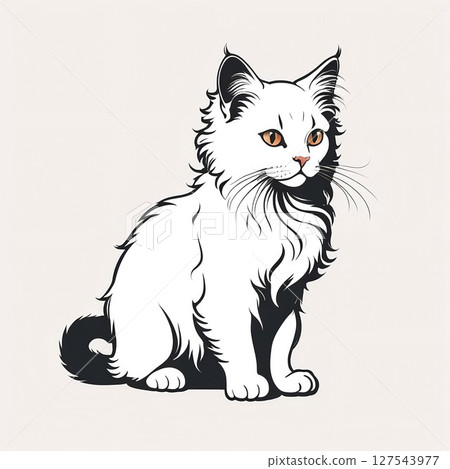 Simple LaPerm cat illustration 127543977
