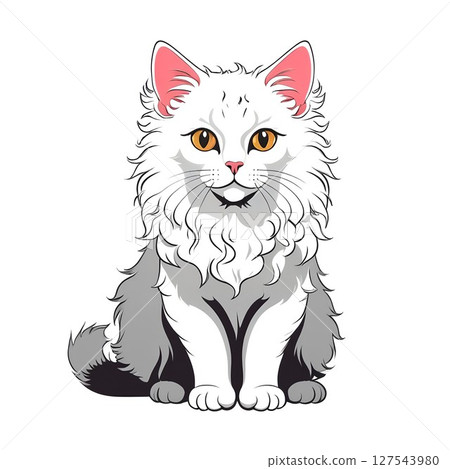 拉邦貓坐著的卡通插圖 127543980