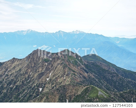 Mt. Gongen and the Southern Alps as seen from Mt. Akadake during a clear day in the rainy season (20250612082204) 127544103