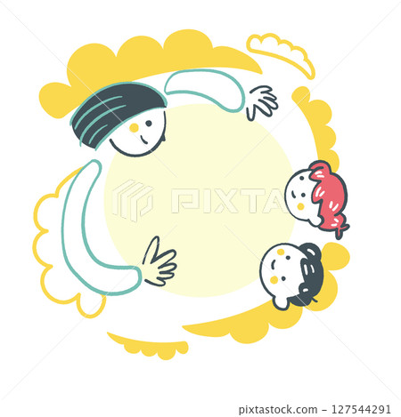 父母與子女和諧相處的時光 - 可用於育兒支持和教育公關的溫柔家庭插圖素材 127544291