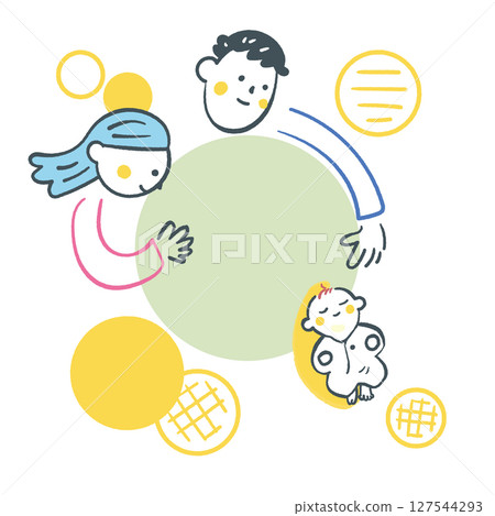 父母與子女和諧相處的時光 - 可用於育兒支持和教育公關的溫柔家庭插圖素材 127544293