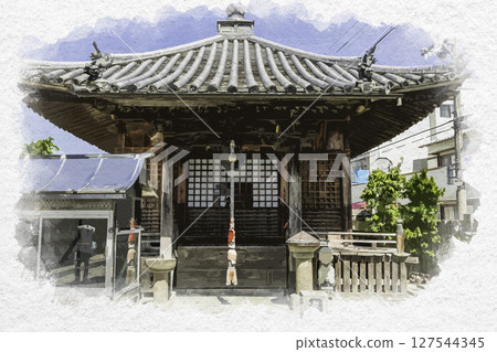水彩畫風格，四國88寺第16號，德島縣德島市大志堂觀音寺 127544345
