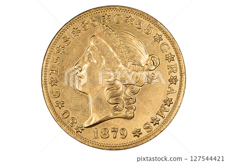 Golden 1879 US twenty dollars coin Golden 1879 US twenty dollars coin 127544421