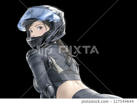 Illustration material of a female rider 127544644