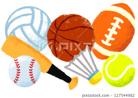 蠟筆觸簡單插畫各種運動 127544982