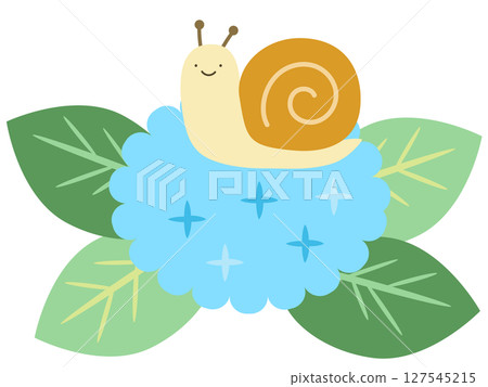 繡球花和蝸牛雨季向量圖 127545215