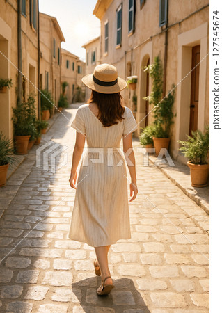 woman traveling abroad 127545674