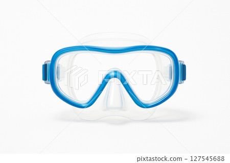 White background x snorkel and marine accessories, summer sea and travel image 127545688
