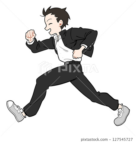 Male student running with a smile 127545727