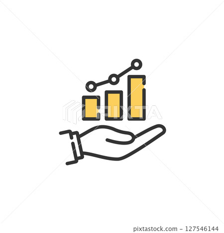 Palm and graph business vector icon (growth, data analysis, sales) 127546144