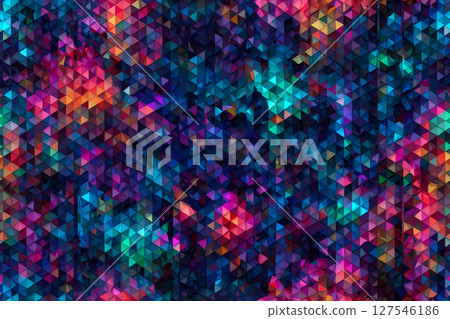 發光霓虹色抽象馬賽克圖案連續循環背景 127546186