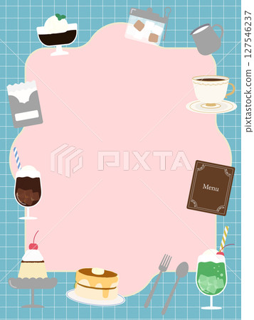 Showa retro cafe item background frame Showa retro cafe item background frame 127546237