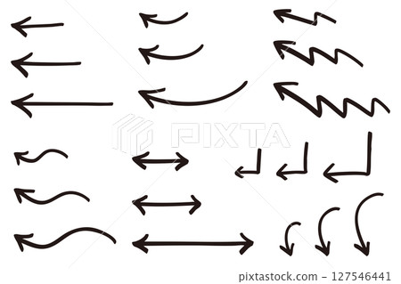 Easy to use simple hand-drawn arrow set (black) 127546441