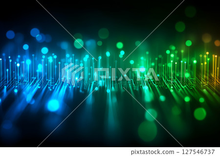 帶有 CPU 和電路板圖案的霓虹色發光的抽象的背景 127546737
