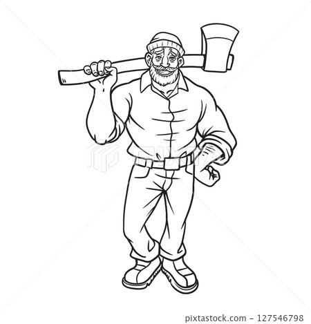 Wood Cutter colouring book for kids 127546798