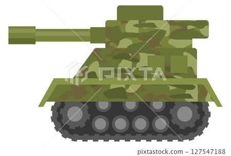 Cute illustration of a tank from the side 127547188