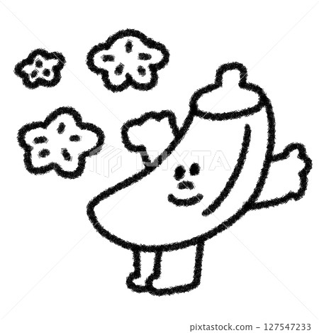 微笑的秋葵的可愛插圖（單色） 127547233